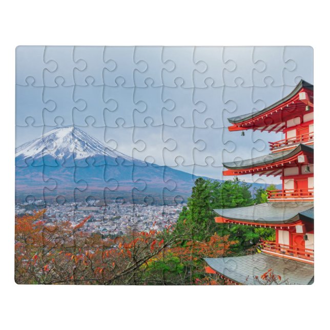 Mount Fuji Chureito Pagoda Japan Travel Landscape Jigsaw Puzzle (Puzzle Horizontal)