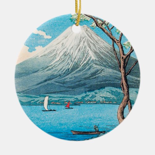 Mount Fuji from Lake Yamanaka by Hiroaki Takahashi Ceramic Ornament