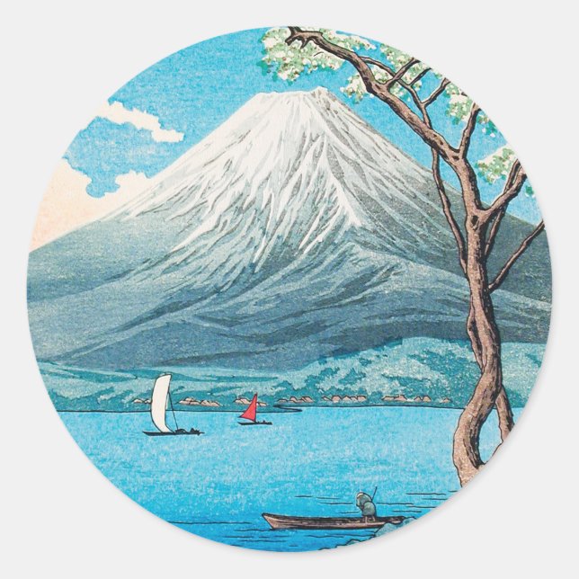Mount Fuji from Lake Yamanaka by Hiroaki Takahashi Classic Round Sticker (Front)