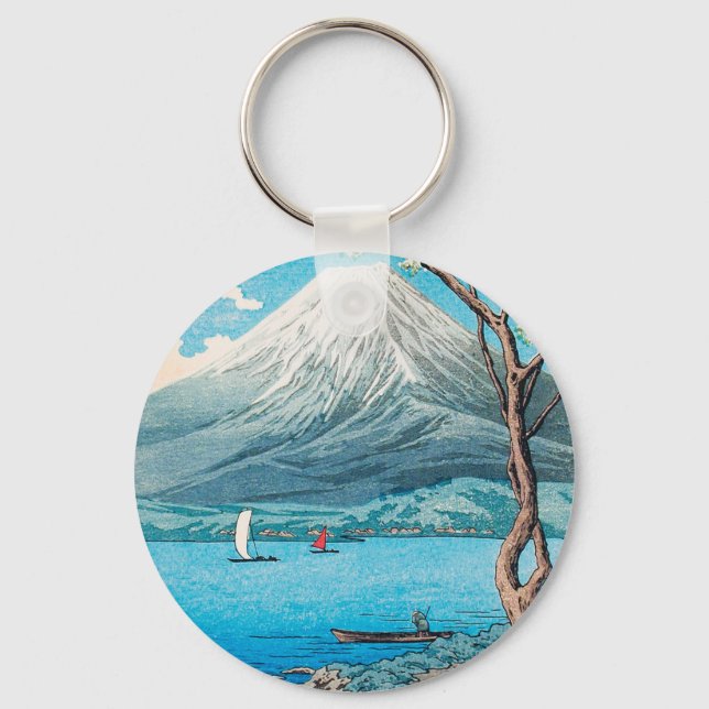 Mount Fuji from Lake Yamanaka by Hiroaki Takahashi Keychain (Front)