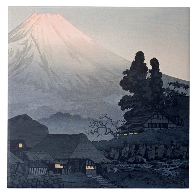 Mount Fuji from Mizukubo, famous painting, Ceramic Tile (Front)
