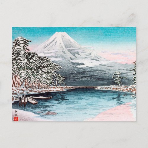 Mount Fuji from Tagonoura Snow Hiroaki Takahashi Postcard