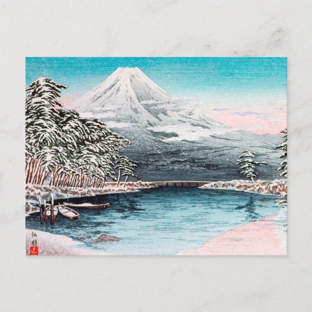 Mount Fuji from Tagonoura, Snow Hiroaki Takahashi Postcard (Front)