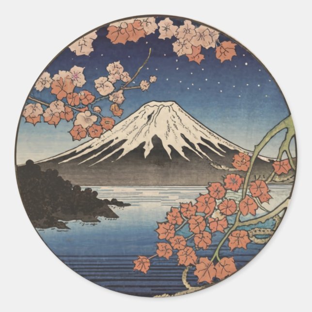 Mount Fuji Fujisan Classic Round Sticker (Front)