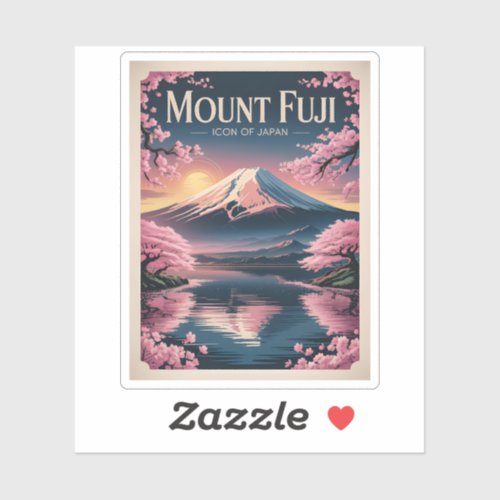 Mount Fuji Icon of Japan Vintage Cherry Blossom Sticker