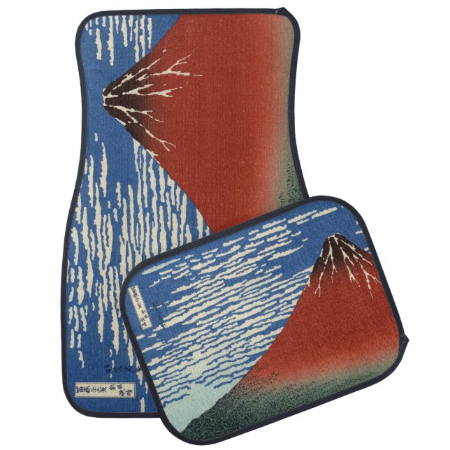 Mount Fuji in Clear Weather (Red Fuji) (Hokusai) Car Floor Mat (Set)