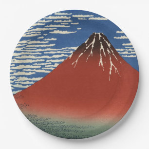 Mount Fuji in Clear Weather (Red Fuji) (Hokusai) Paper Plates
