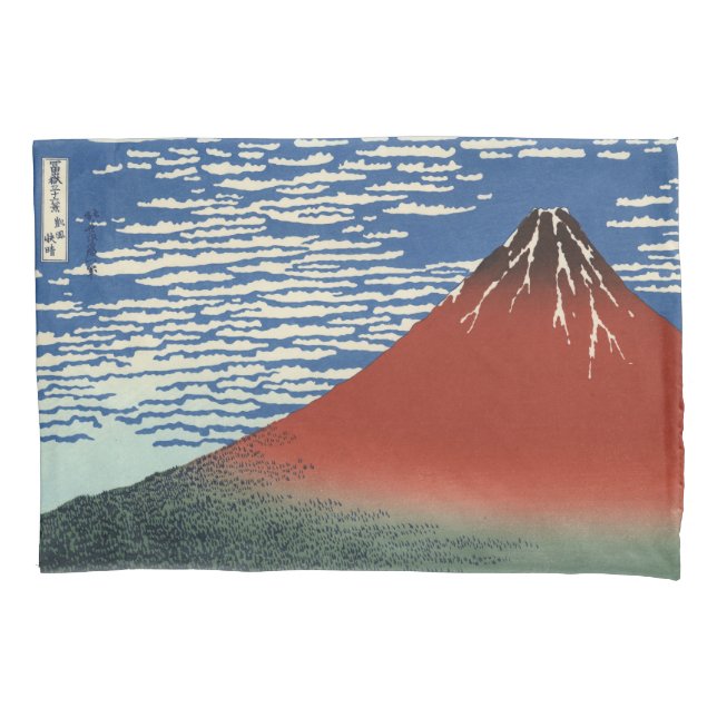 Mount Fuji in Clear Weather (Red Fuji) (Hokusai) Pillow Case (Front-Left)