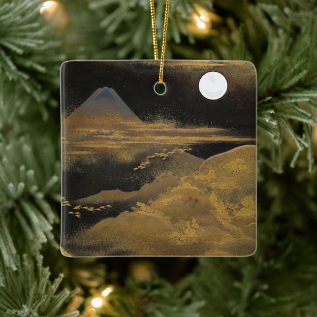 Mount Fuji in Moonlight - Bright: Ceramic Ornament (Tree)