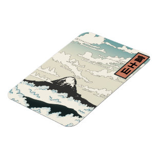 Mount Fuji Japan art block. Magnet