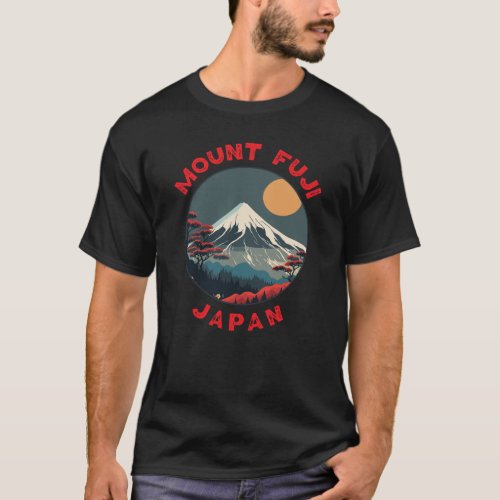 Mount Fuji Japan Distressed Circle T_Shirt