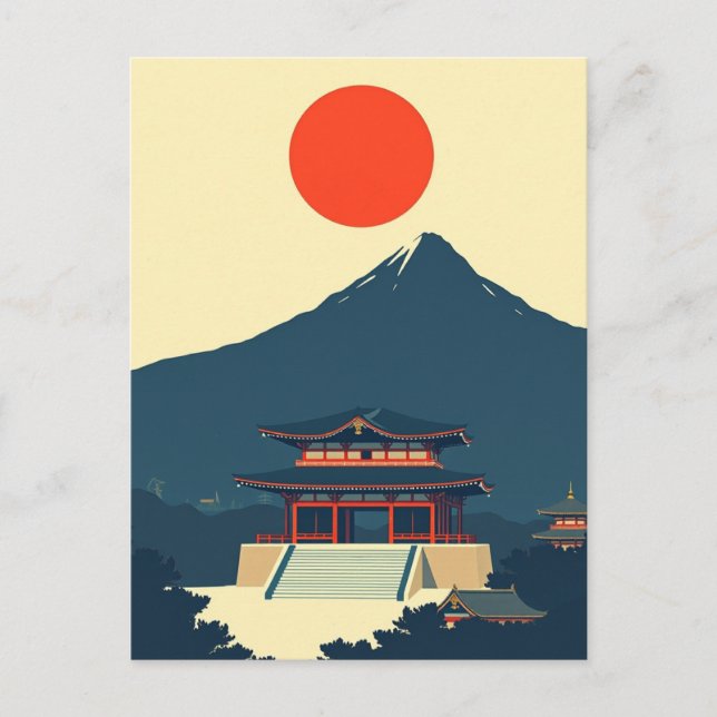 Mount Fuji Japan Minimalist Retro Postcard (Front)