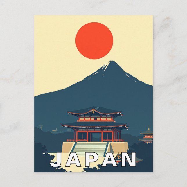 Mount Fuji Japan Minimalist Vintage Postcard (Front)