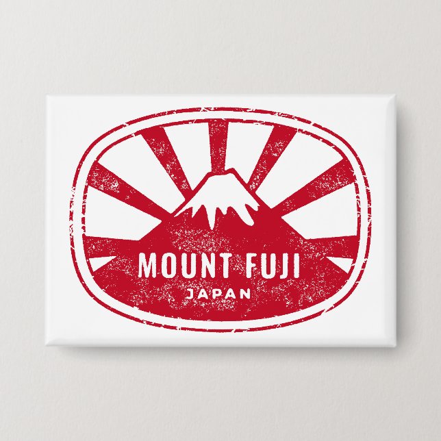 Mount Fuji Japan Retro  Button (Front)