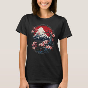 Mount Fuji Japan Sakura Tree Blossom Japanese Art T-Shirt