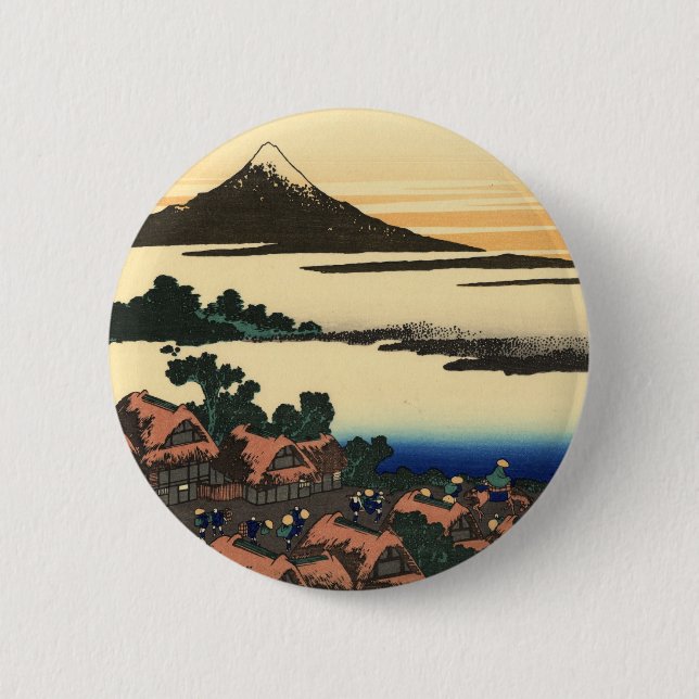 Mount Fuji Japan Sunset Pinback Button (Front)