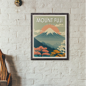 Mount Fuji Japan Travel Art Vintage Poster by Kris_and_Friends at Zazzle