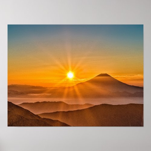 Mount fuji japan volcano mountain poster