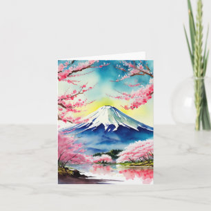 Mount Fuji Japan Watercolor Card