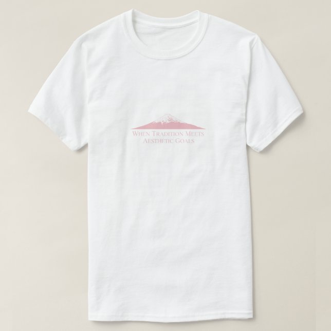 Mount Fuji Minimalist T-Shirt – Pastel Pink (Design Front)