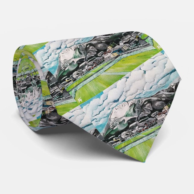 Mount Fuji Painting by Alfred Fox Neck Tie (Rolled)