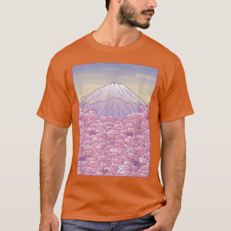 Mount Fuji Pastel Japanese Sakura Cherry Blossoms  T-Shirt
