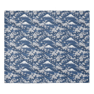 🌙 Mount Fuji Sakura Night Scene Elegant Japanese  Duvet Cover