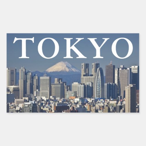 Mount Fuji  Shinjuku District Skyline Tokyo Japan Rectangular Sticker