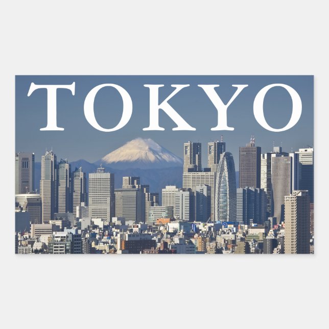 Mount Fuji | Shinjuku District Skyline Tokyo Japan Rectangular Sticker (Front)