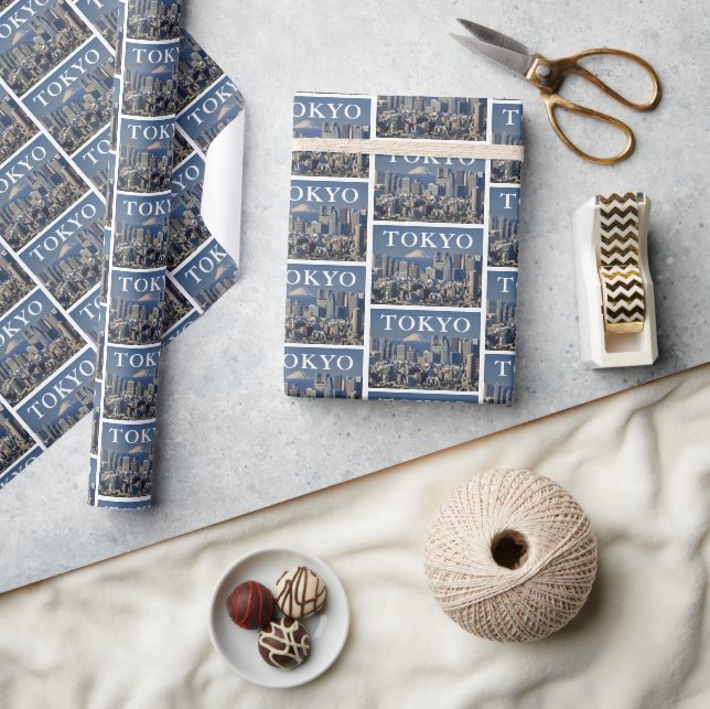 Mount Fuji | Shinjuku District Skyline Tokyo Japan Wrapping Paper (Crafts)
