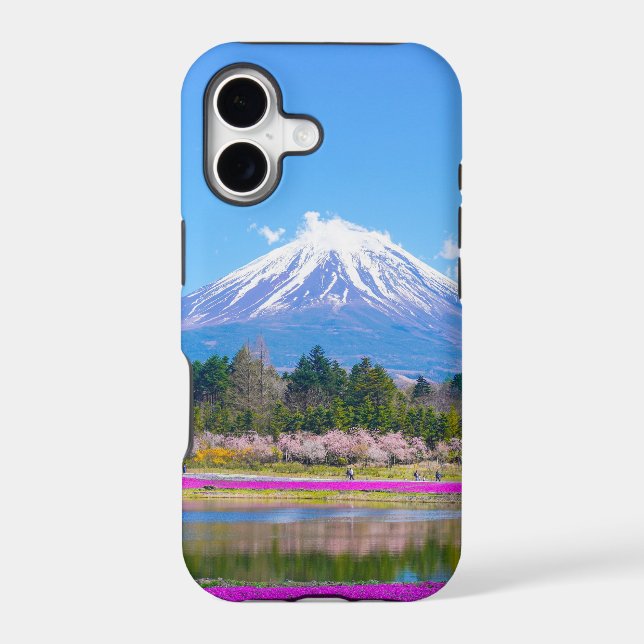 Mount Fuji Trees and Flowers Iphone Case (Back)