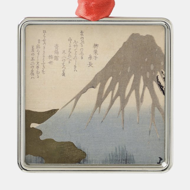 Mount Fuji Under the Snow Metal Ornament (Front)