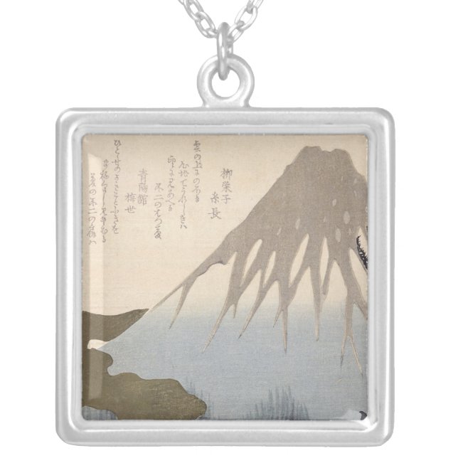 Mount Fuji Under the Snow Silver Plated Necklace (Front)