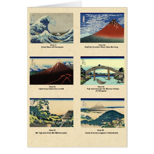 Mount Fuji views 01 through 06 Cards (Front)
