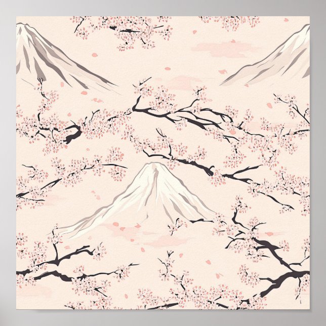 Mount Fuji with Cherry Blossoms – Japanese (1) Poster (Front)