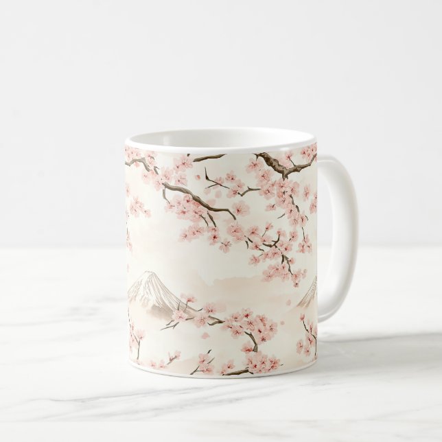 Mount Fuji with Cherry Blossoms – Japanese (3) Coffee Mug (Front Right)