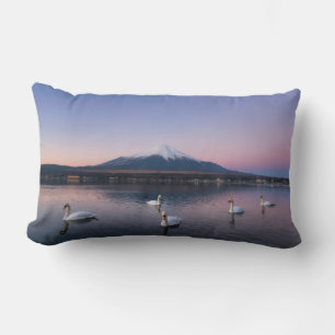 Mount Fuji Yamanaka Lake with Swans Lumbar Pillow