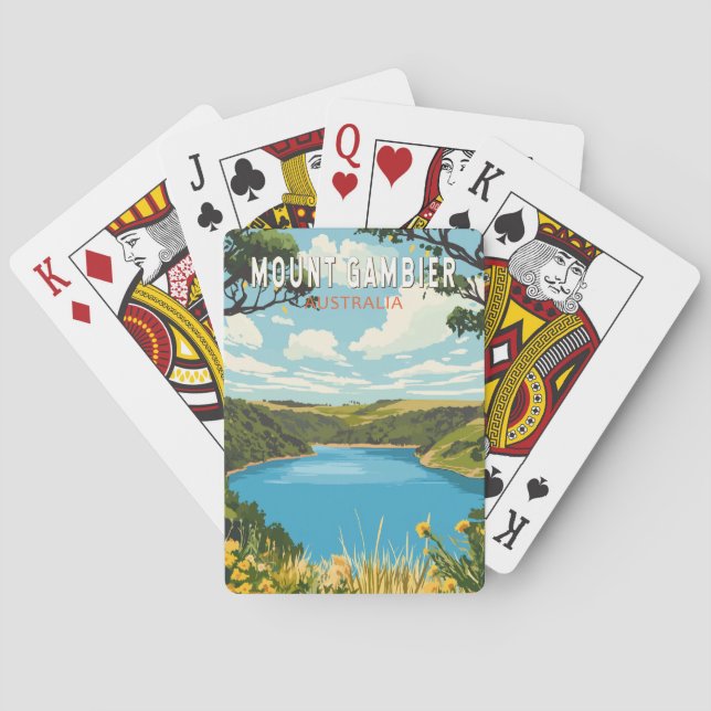 Mount Gambier Australia Travel Art Vintage Poker Cards (Back)