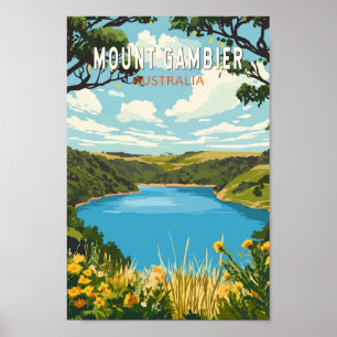 Mount Gambier Australia Travel Art Vintage Poster