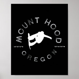 Mount Hood Oregon Graphic Vintage Snowboarding Poster