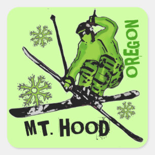 Mount Hood Oregon green skier theme stickers