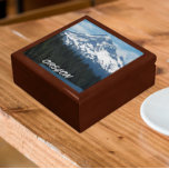Mount Hood, Oregon Landscape Gift Box<br><div class="desc">Store trinkets,  jewelry and other small keepsakes in this wooden gift box with ceramic tile that features a scenic photo image of snow capped Mount Hood,  evergreen forest and lake,  located in the Pacific Northwest state of Oregon. Select your gift box size and color. Makes a great travel souvenir!</div>