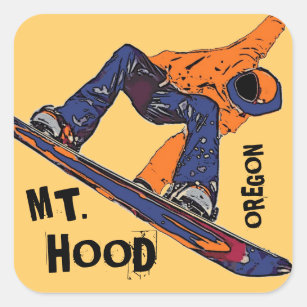 Mount Hood Oregon orange snowboard stickers