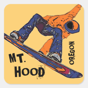 Mount Hood Oregon orange snowboard stickers