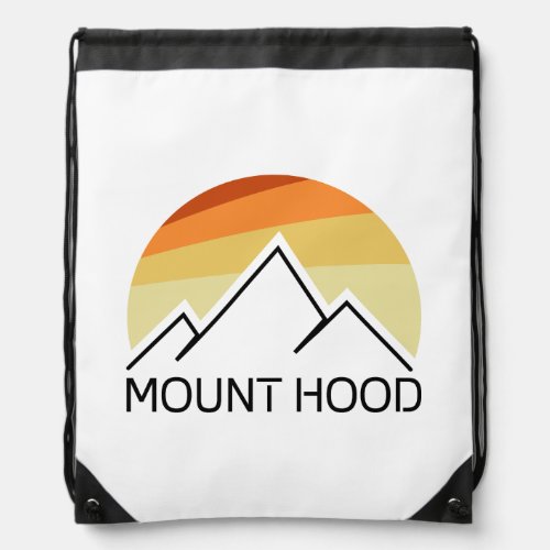 Mount Hood Oregon Retro Drawstring Bag