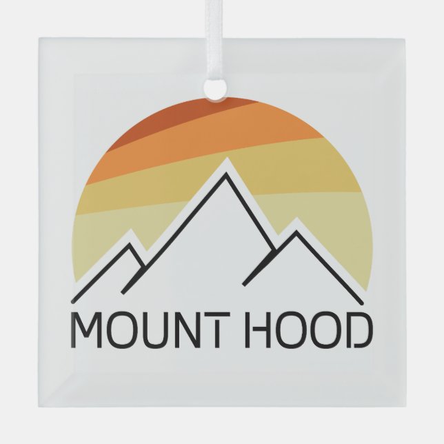 Mount Hood Oregon Retro Glass Ornament (Front)