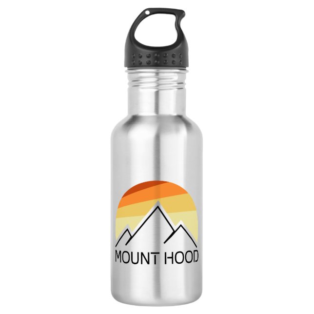 Mount Hood Oregon Retro Stainless Steel Water Bottle (Front)