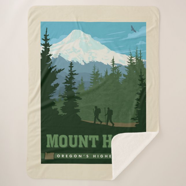 Mount Hood | Oregon Sherpa Blanket (Front)
