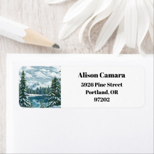 Mount Hood Oregon Ski Winter Retro Return Address Label