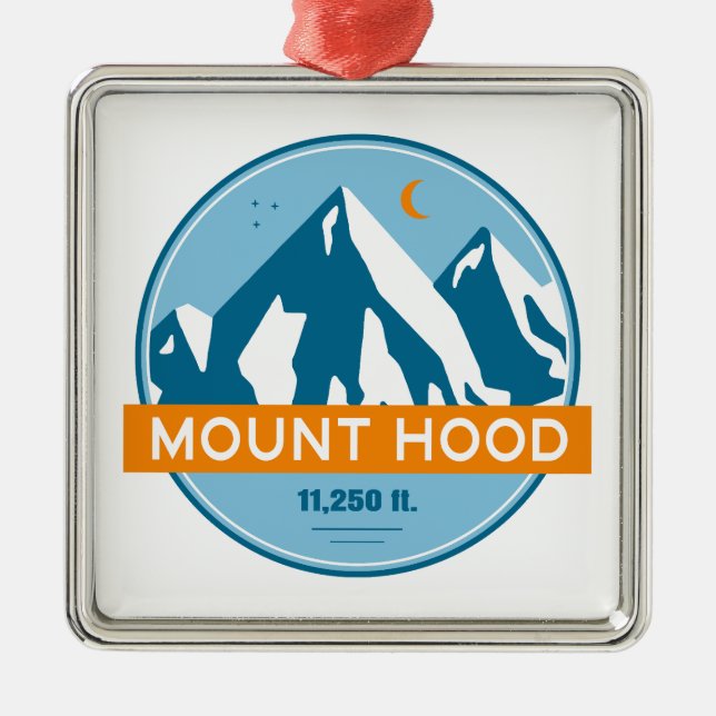Mount Hood Oregon Stars Moon Metal Ornament (Front)